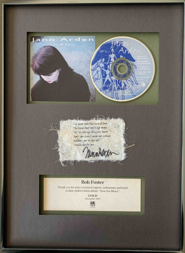 CRIA Platinum Award Bob Foster with Jann Arden 1993