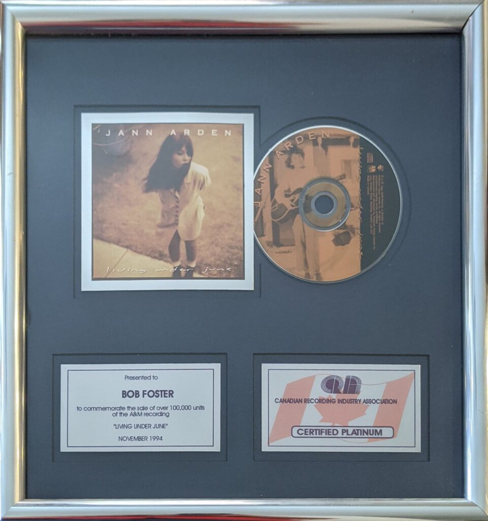 CRIA Platinum Award Bob Foster with Jann Arden 1994