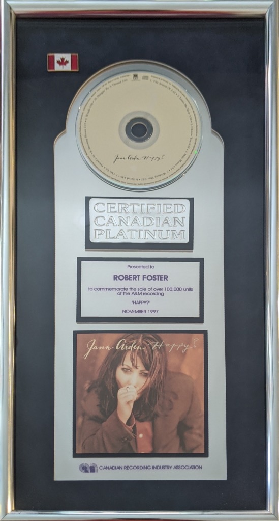 CRIA Platinum Award Bob Foster with Jann Arden 1997